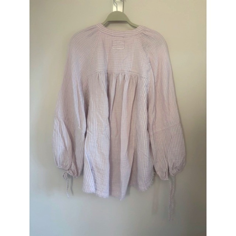 Aerie Daybreak Coverup Women Lavender White Striped Gauze Button Down Large - Picture 3 of 3